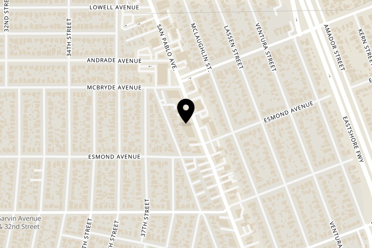 Map showing the location of A's Halal Grill & Pizza on 12847 San Pablo Ave in Richmond